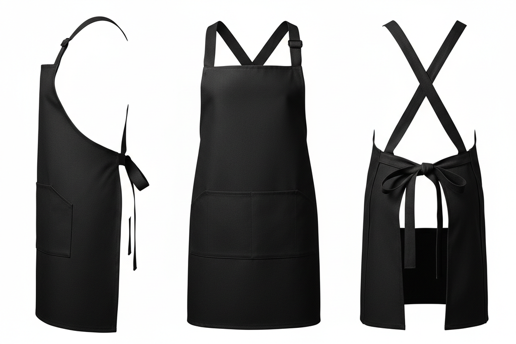 Black BBQ Apron Full Angle