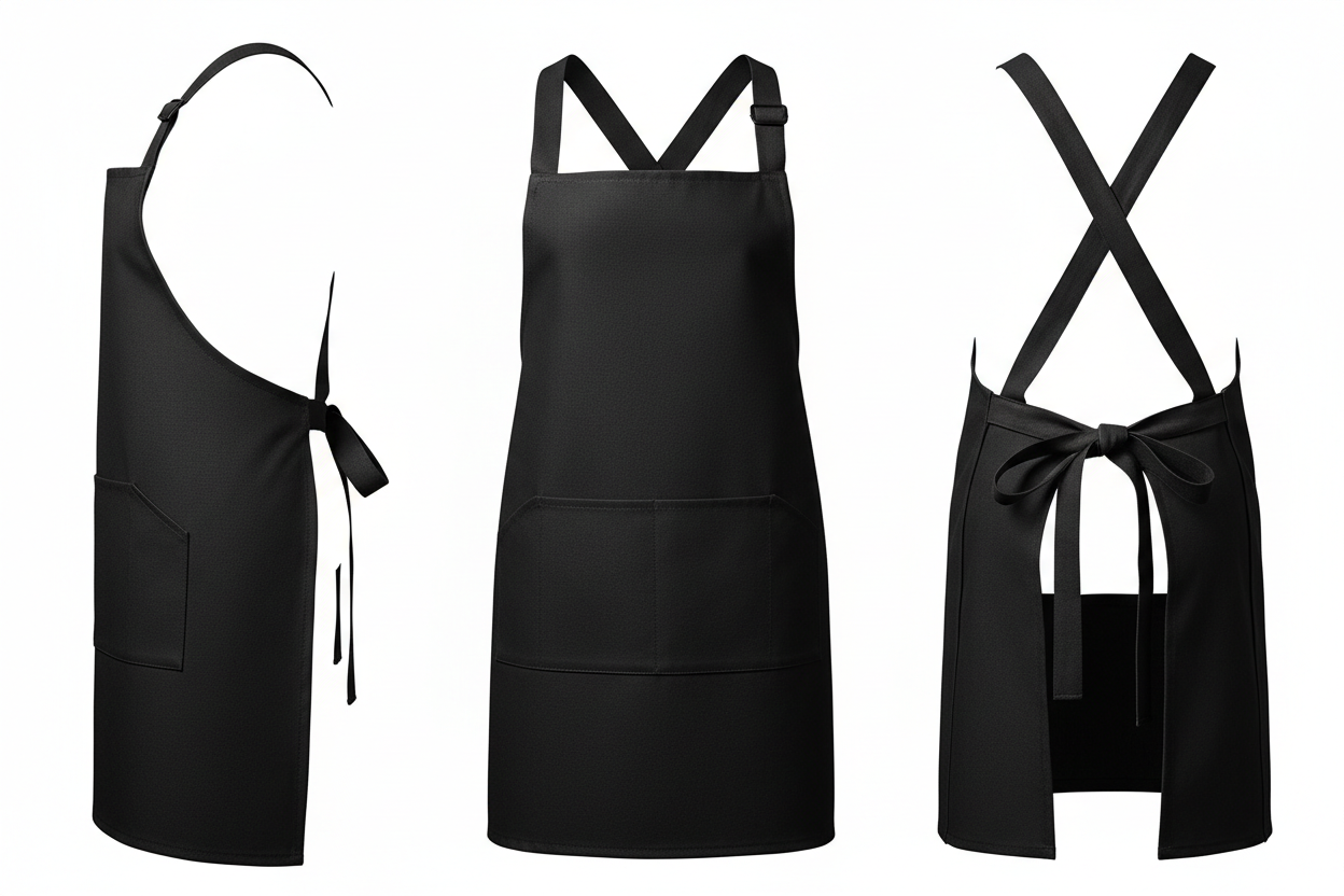Black BBQ Apron Full Angle