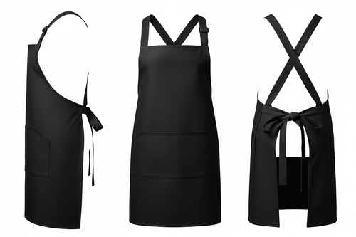 Black BBQ Apron Full Angle