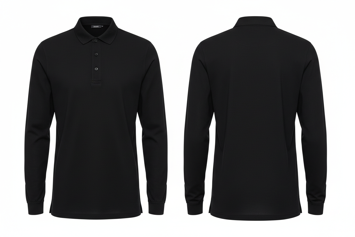Black Long Sleeve Polo