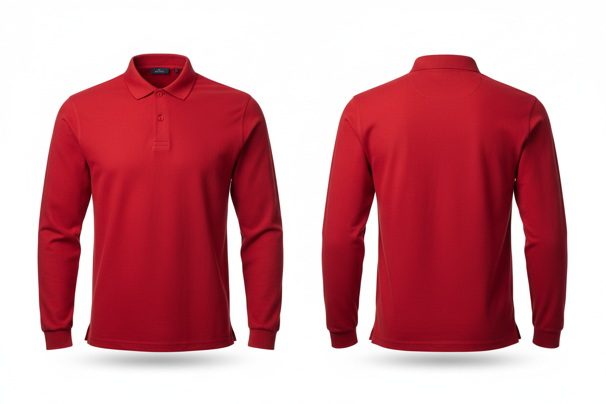 Red Long Sleeve Polo
