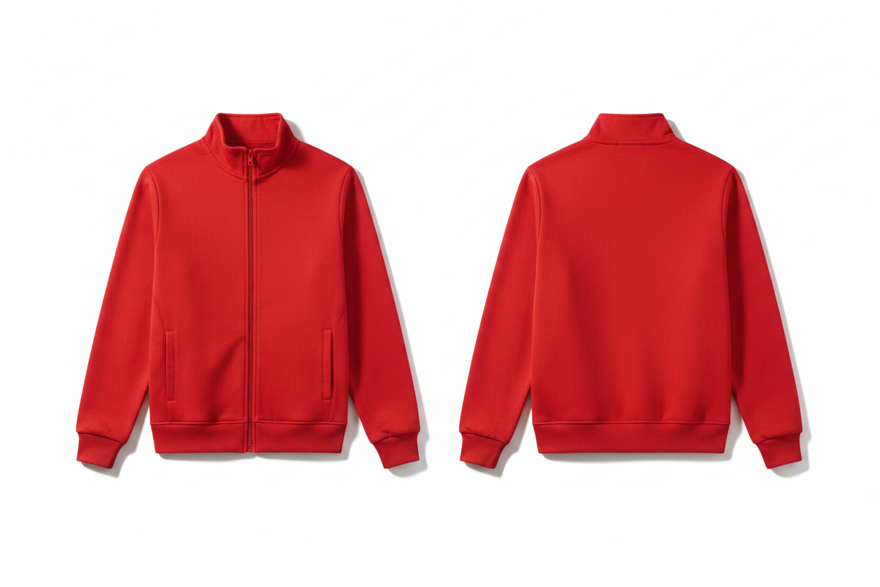 Red Sweat Jacket With Zip