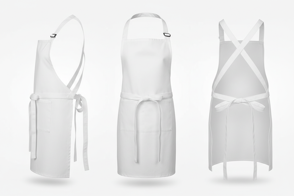 White BBQ Apron Full Angle