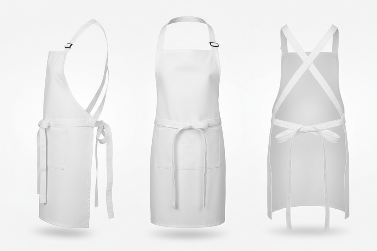 White BBQ Apron Full Angle