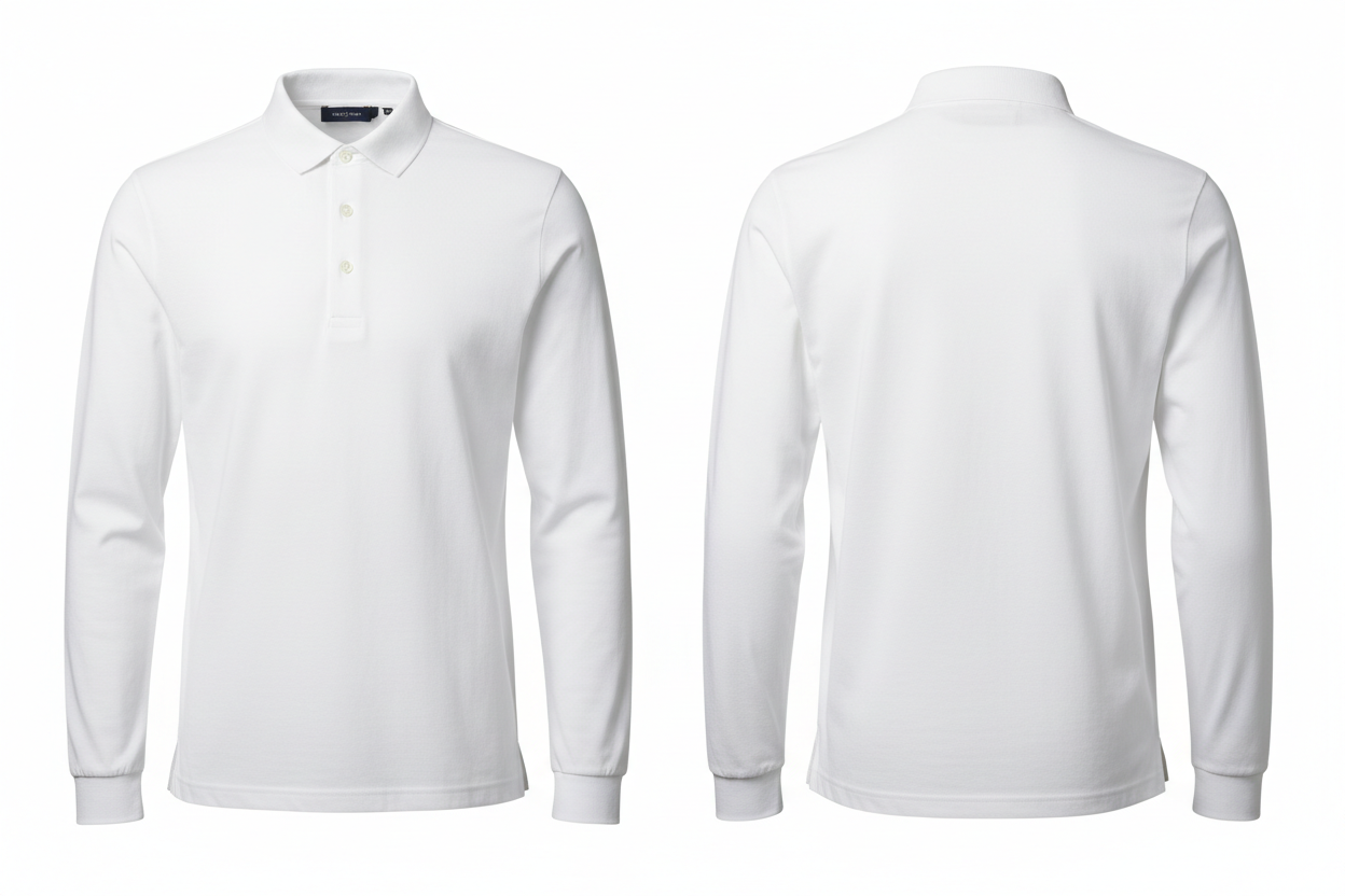 White Long Sleeve Polo