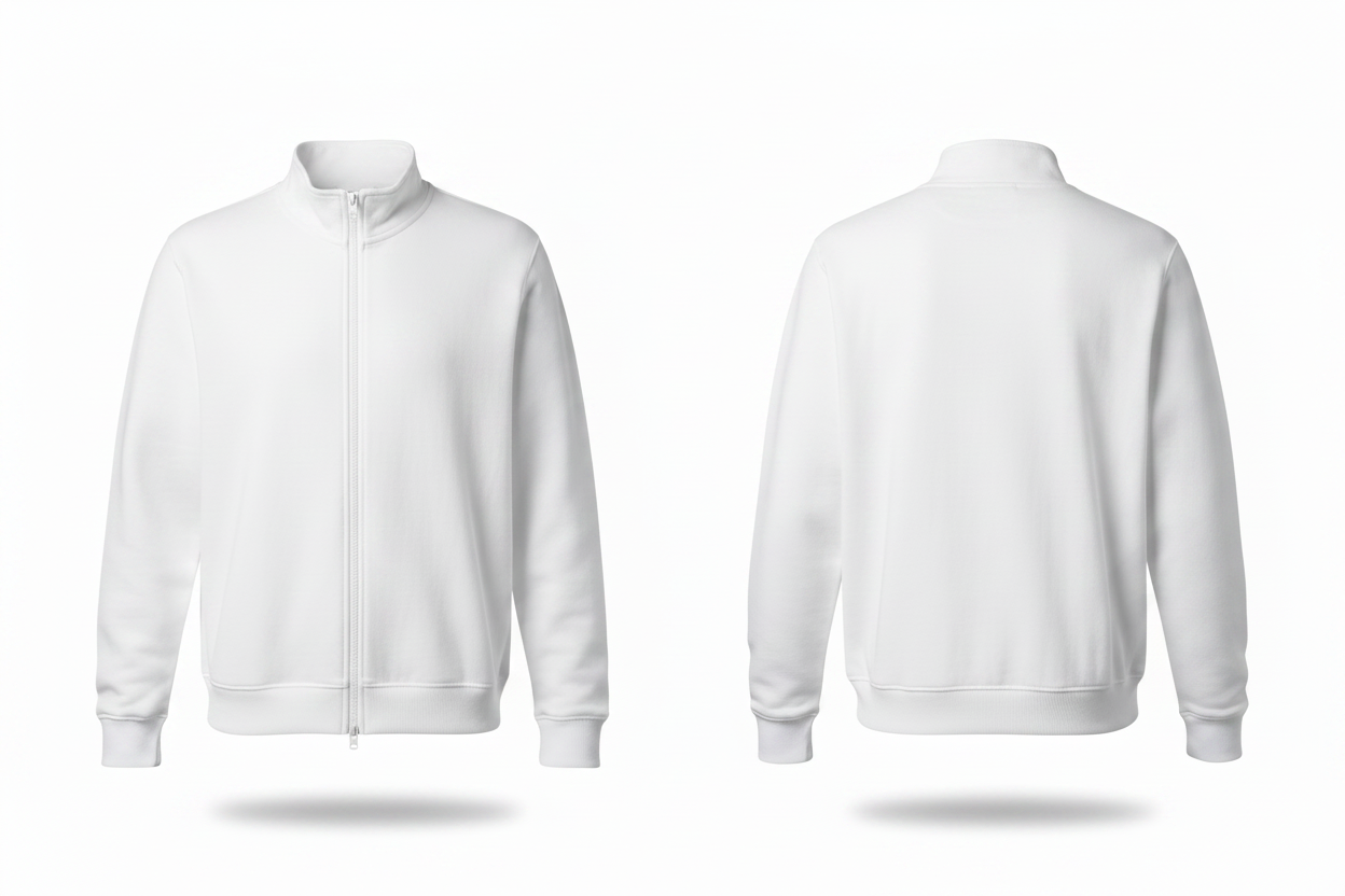 White Sweat Jacket With Zip